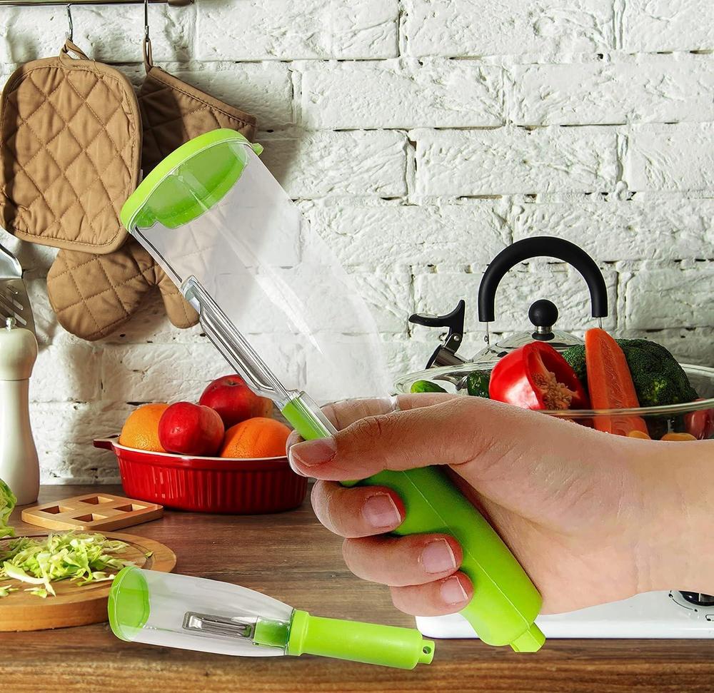 Premium Vegetable Peeler with Built-in Container - Sharp Stainless Steel Blade