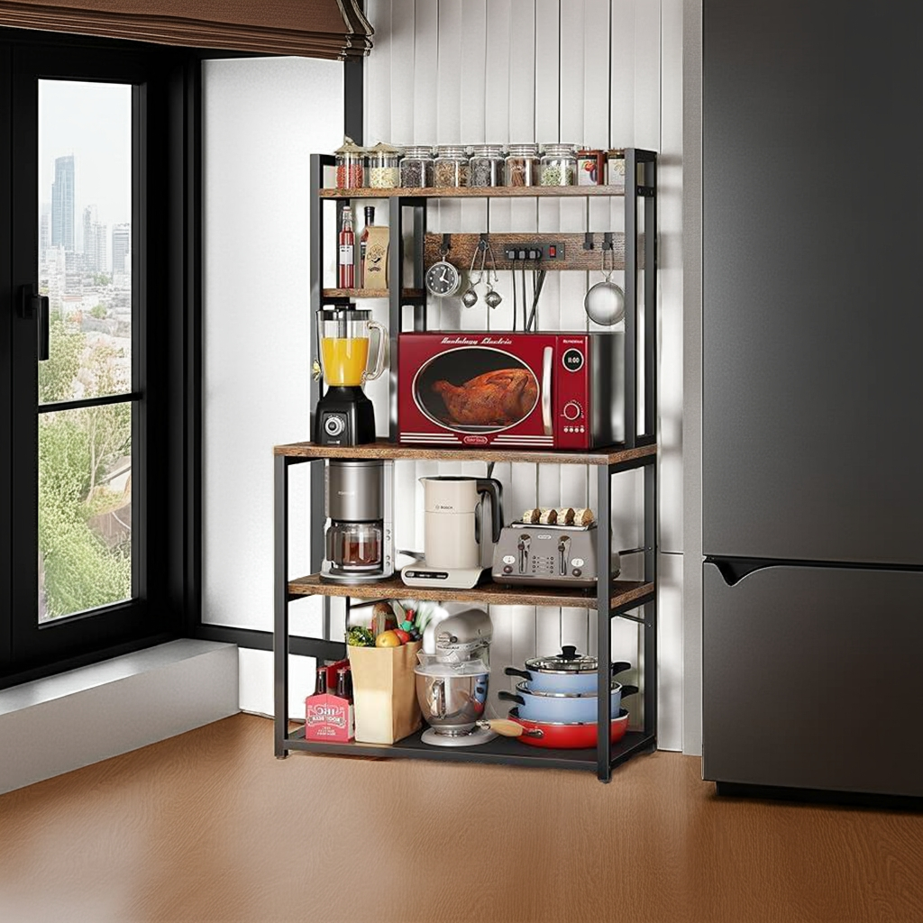 5-Layer Kitchen Storage Rack - Iron Organizer with Extension