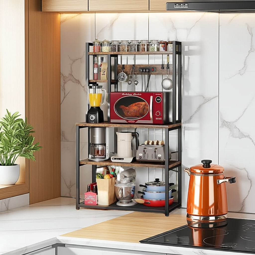 5-Layer Kitchen Storage Rack - Iron Organizer with Extension