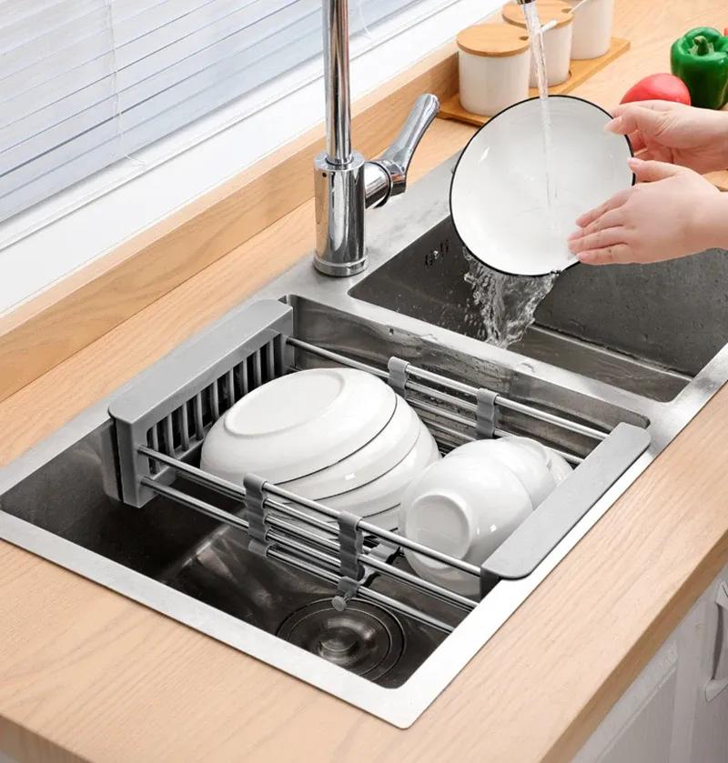 Kitchen Sink Hanging Basket - Stainless Steel Drain Rack