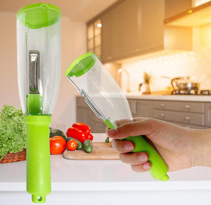 Premium Vegetable Peeler with Built-in Container - Sharp Stainless Steel Blade