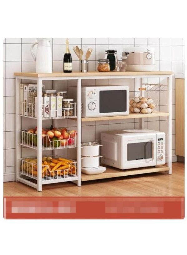 3 Layer Kitchen Rack Iron Black White 44x106x80cm