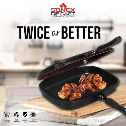 Sonex Die Cast Double Grill Pan with Ceramic Coating Smart Kitchen PK
