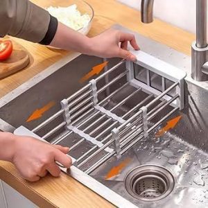 Stainless Steel Retractable Sink Dish Rack for Kitchen