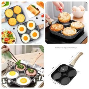 4-Hole Non-Stick Breakfast Skillet Pan for Eggs and Burgers Smart Kitchen PK