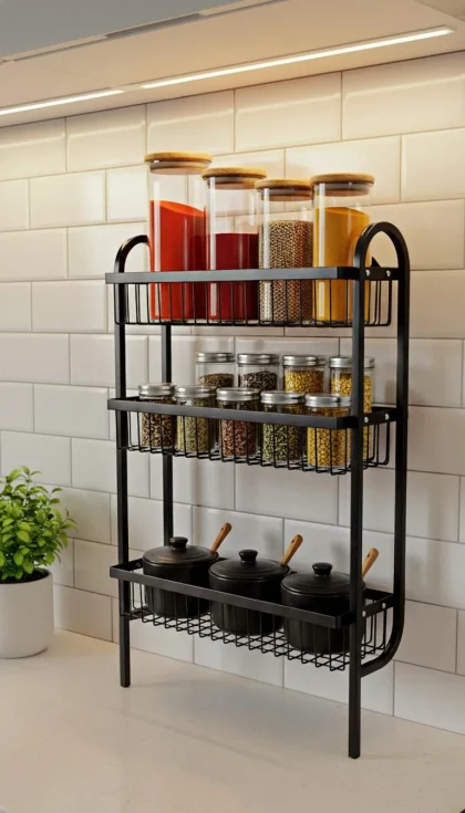 3-Tier Metal Kitchen Storage Rack Organizer Smart Kitchen PK
